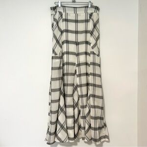 Free People Black White Checkered Plaid Maxi Skirt Size 10